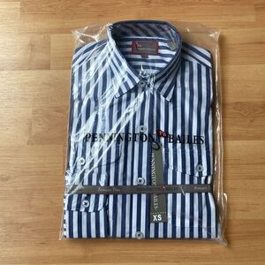Pennington Bailes Blue White Pinstripe Long Sleeve Shirt Size XS NWT